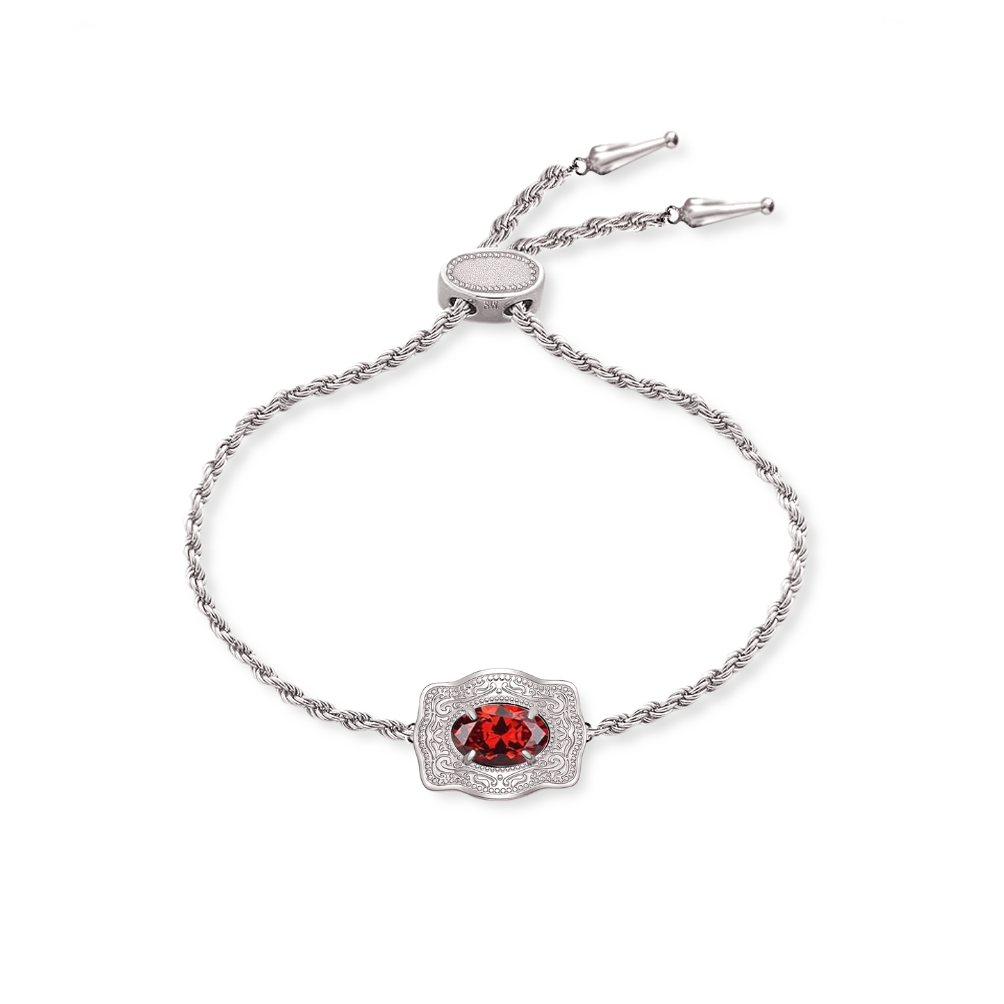 Ultra Mini Belt Buckle Birthstone Bracelet - Silver