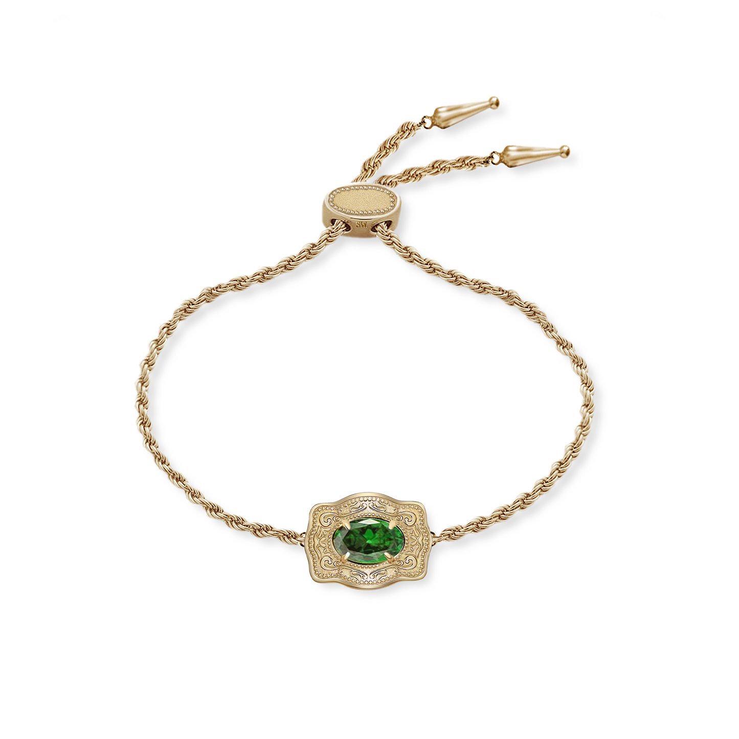 Ultra Mini Belt Buckle Birthstone Bracelet - Gold