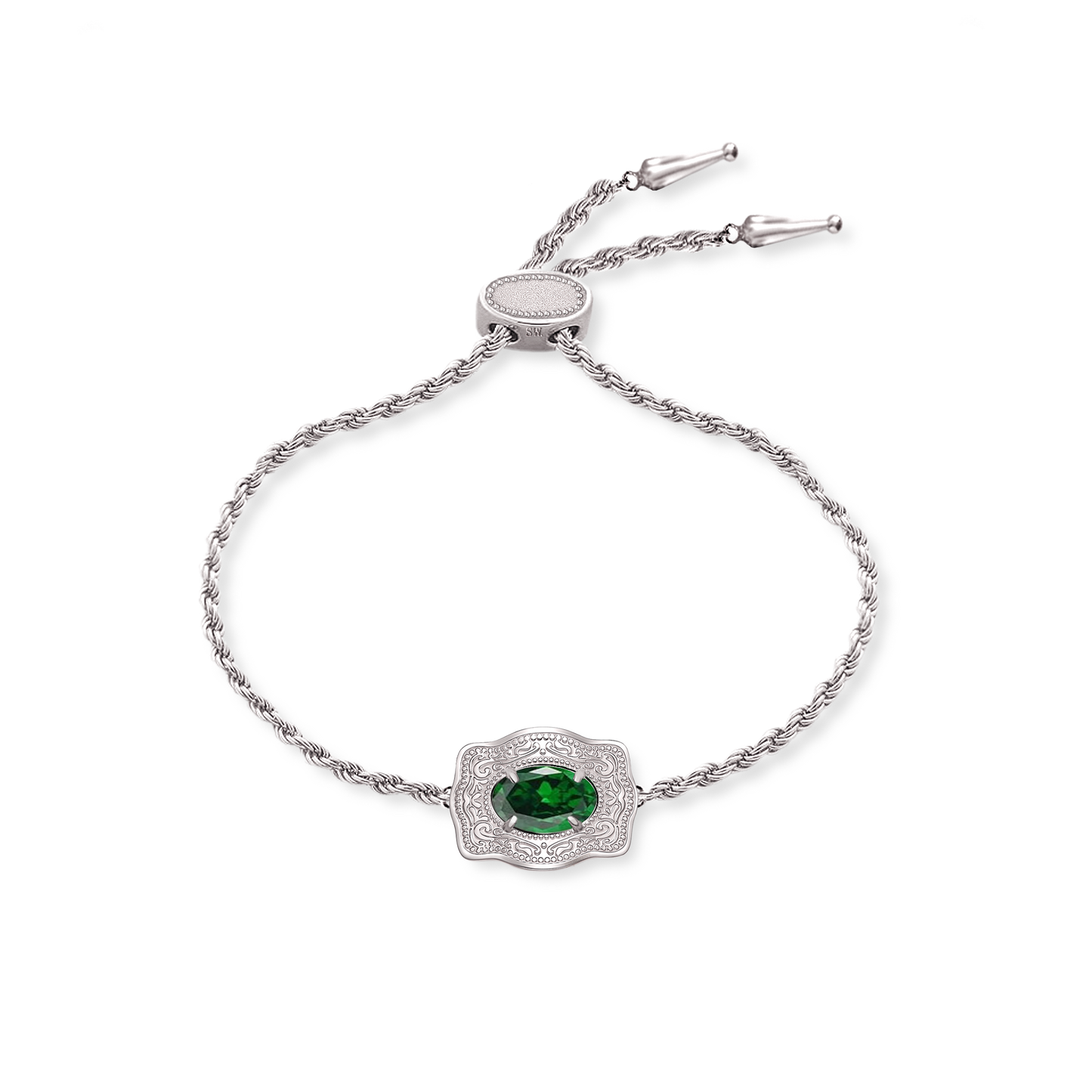 Ultra Mini Belt Buckle Birthstone Bracelet - Silver