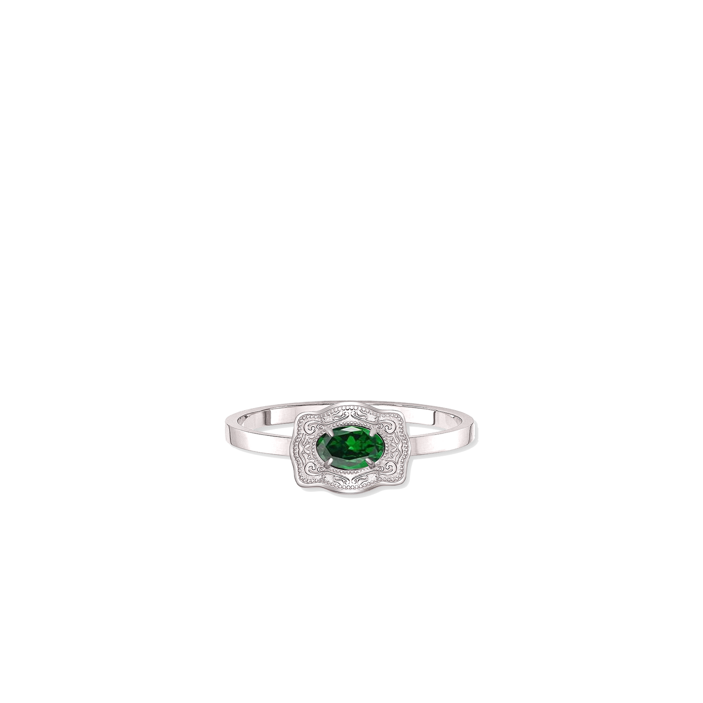 Ultra Mini Belt Buckle Birthstone Ring - Silver