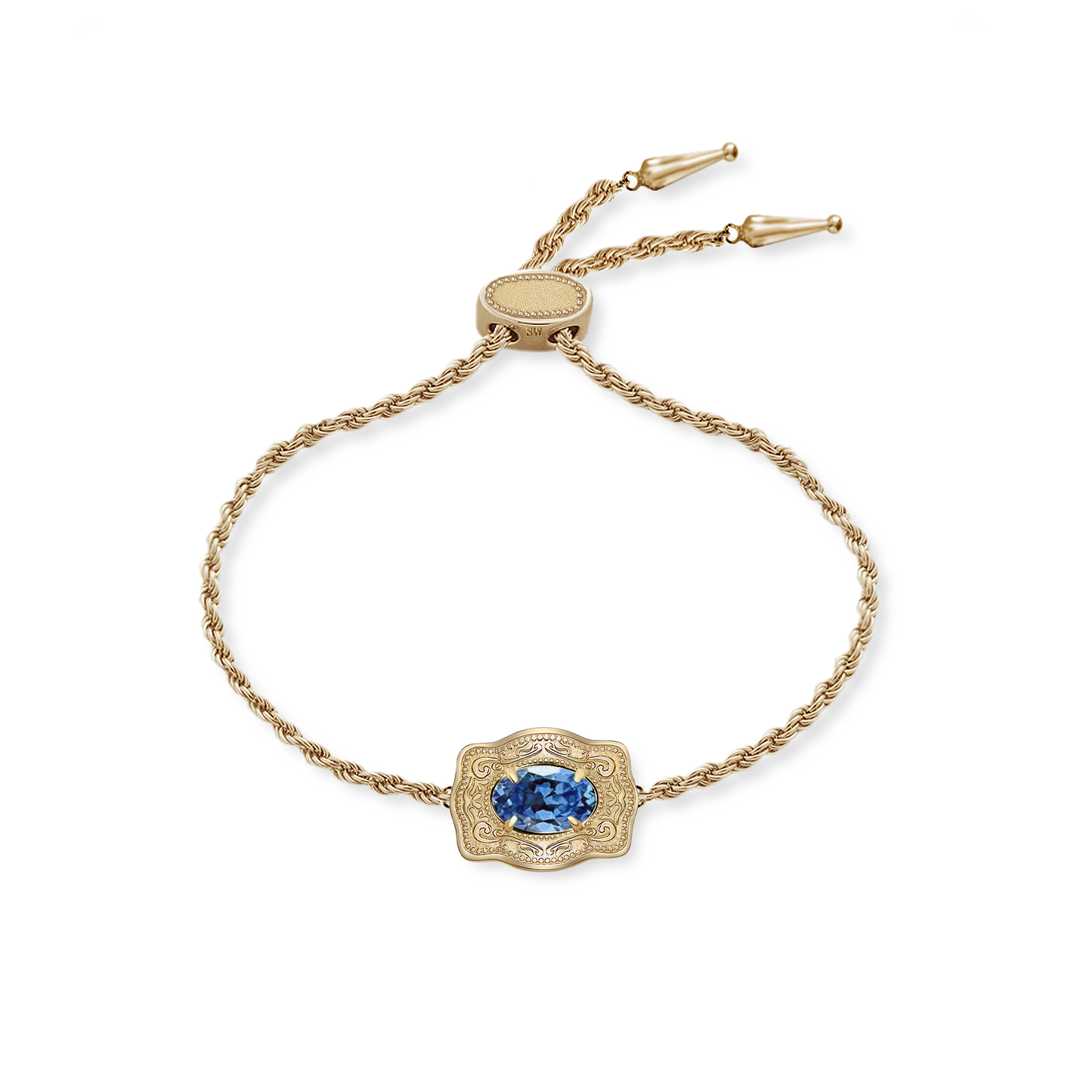 Ultra Mini Belt Buckle Birthstone Bracelet - Gold