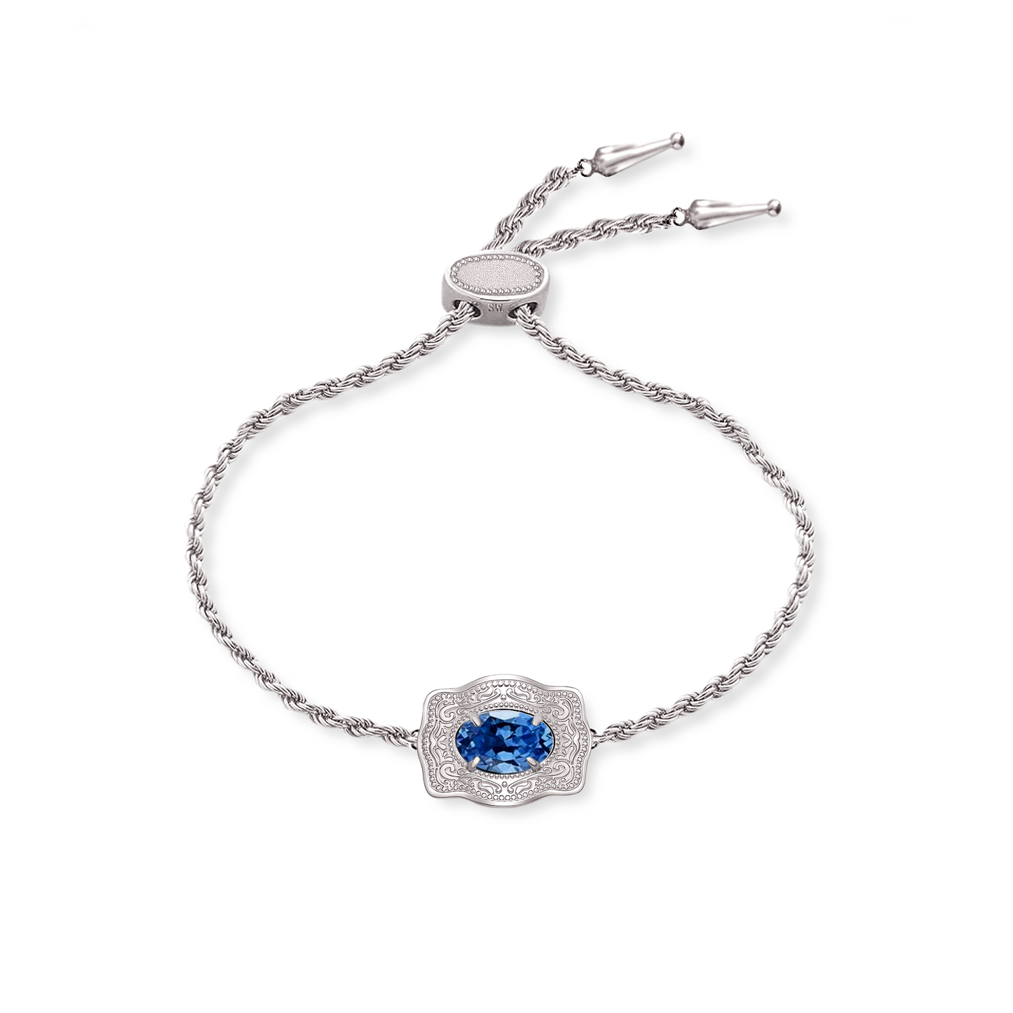Ultra Mini Belt Buckle Birthstone Bracelet - Silver