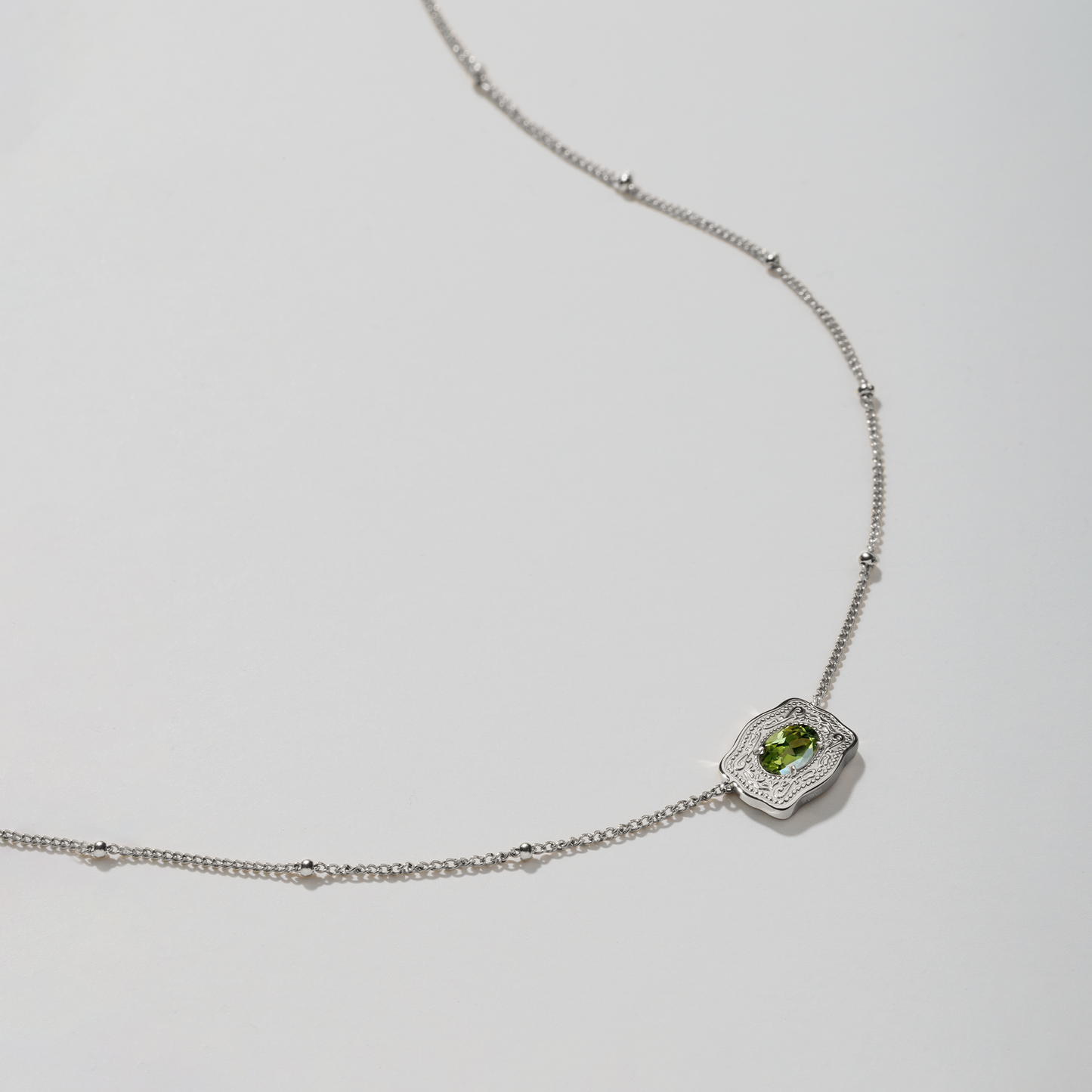 Ultra Mini Belt Buckle Birthstone Necklace - Silver