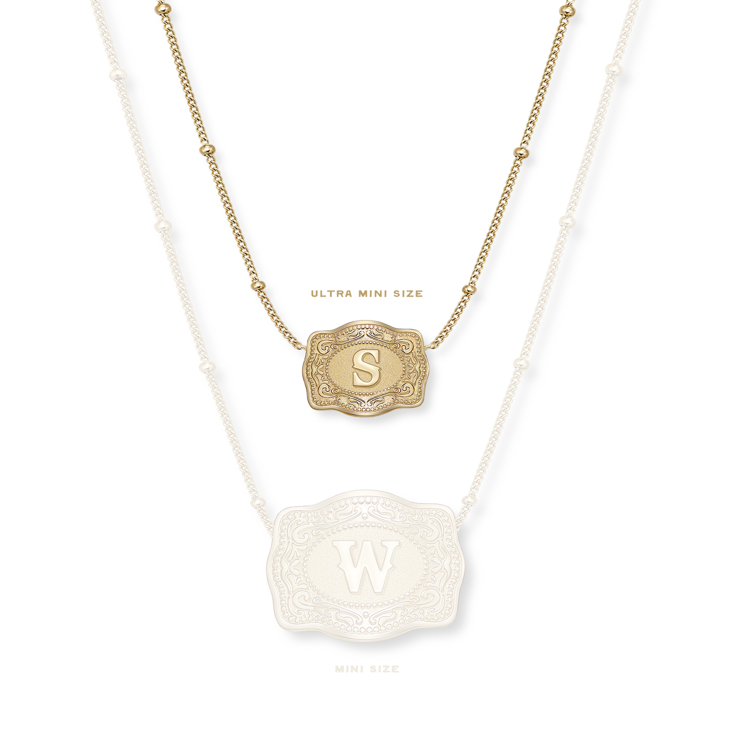 Ultra Mini Belt Buckle Necklace (Initial) - Gold